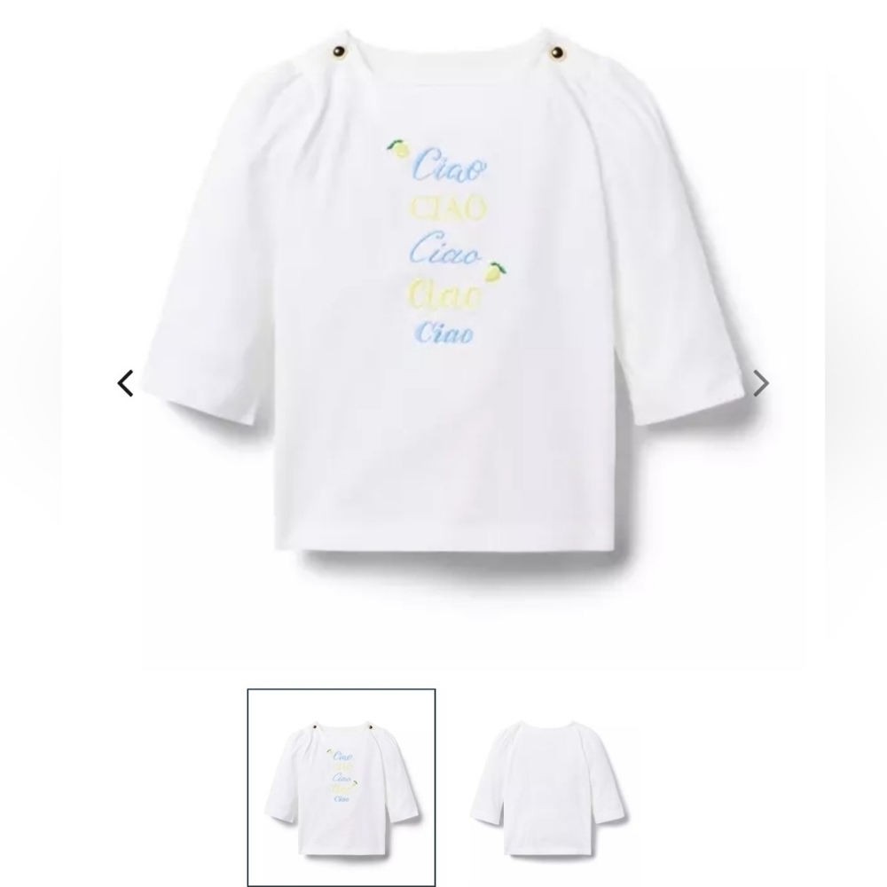 JANIE AND JACK EMBROIDERED CAIO TEE. SIZE 3.